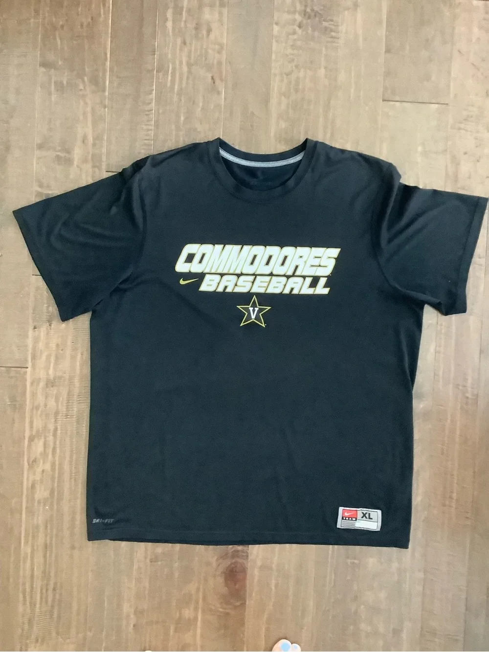 Nike Black and Gold Commodores Baseball Short Sleeve Tee